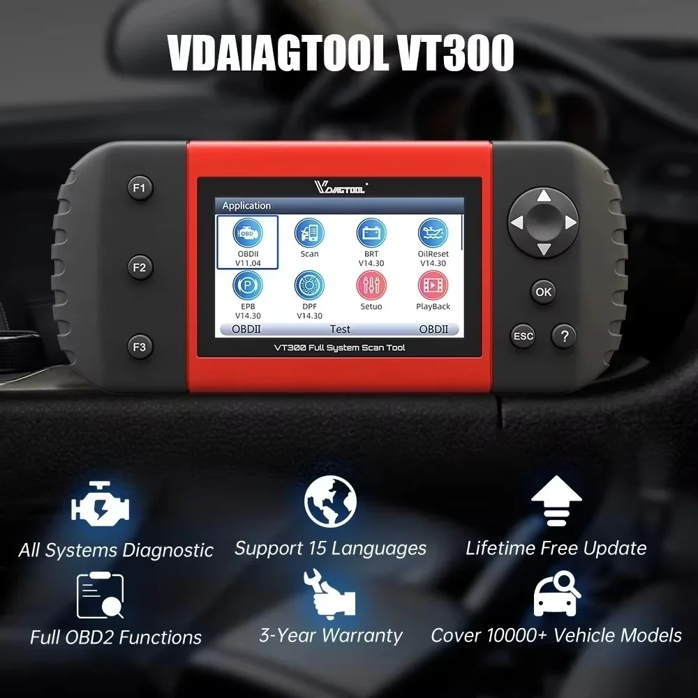 Strumento diagnostico per auto VDIAGTOOL VT300 per SRS/ABS/Trasmissione/Motore, scanner OBD2, reset SAS EPB e acceleratore, aggiornamenti gratuiti a vita. - Image 2