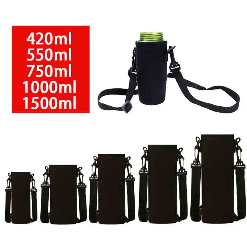 Портативная Изолированная неопреновая сумка-держатель для бутылки с водой, сумка через плечо 420/550/750/1000/1500 мл с регулируемым ремешком
