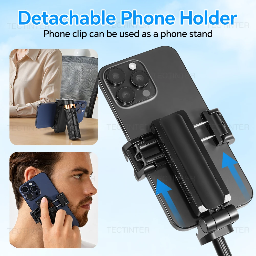 Treppiede per selfie portatile pieghevole universale con telecomando wireless rimovibile Mini supporto per telefono multifunzione - immagine 5