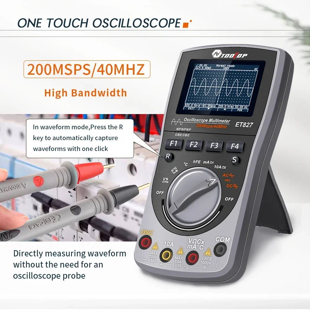 TOOLTOP ET827 Digital 40MHz 200Msps Oscilloscope Multimeter Lab Tool - Image 2