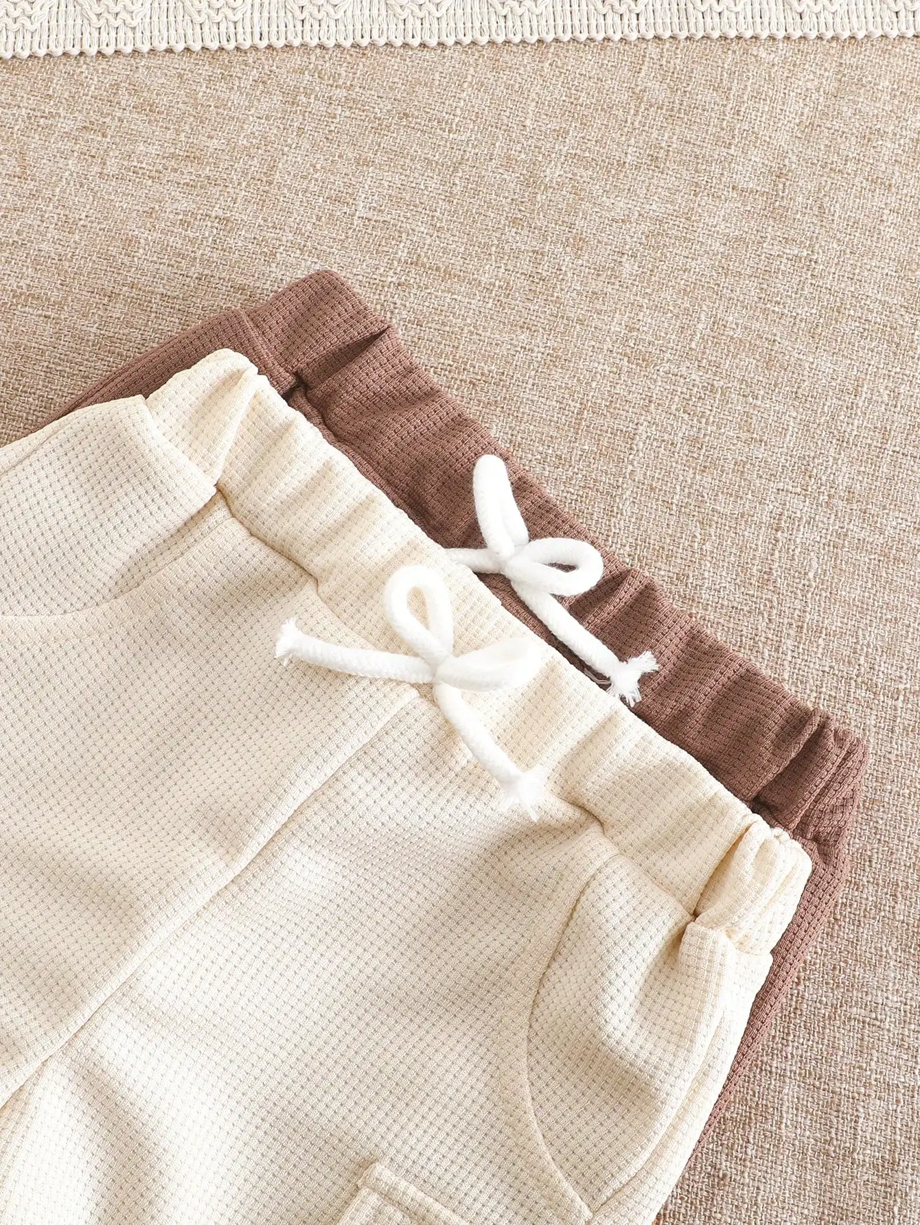 4-Piece Set New Summer Waffle Short Sleeve Shorts Comfortable Solid Color Simple All-In-One Baby Boy Suit Casual Fashion 6