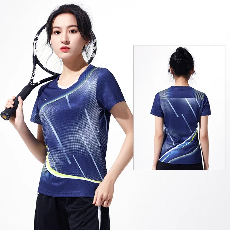 new badminton jersey men's and women's short sleeved top, quick drying table tennis jersey, breathable competition sportswe