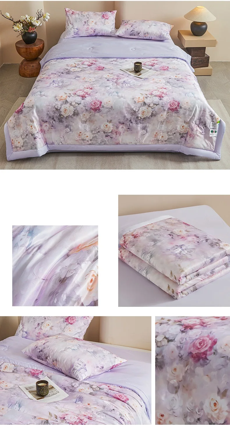 1pc Skin-friendly Quilts Soft Duvet Single/Double/Queen Size Comforter Quilted Blanket Home Bedspread 여름이불 (No Pillowcase)