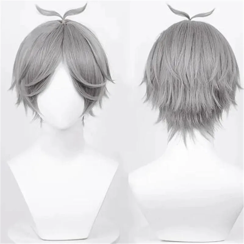 

Anime Haikyuu!! Sugawara Koushi Cosplay Wig Gray Short Hair Heat Resistant Synthetic Halloween Party Accessories Props + Wig Cap