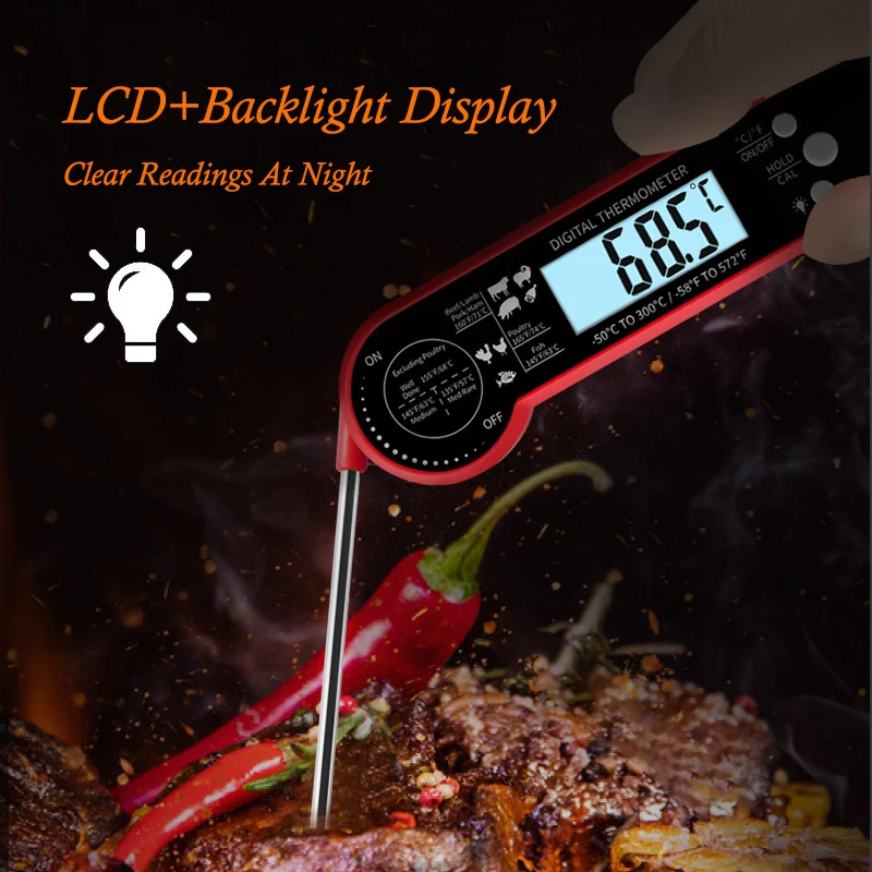 IP67 Instant Digital Meat Thermometer Food Water Milk Temperature Meter For  Outdoor Cooking BBQ Kitchen Magnet Corkscrew Backlit - AliExpress