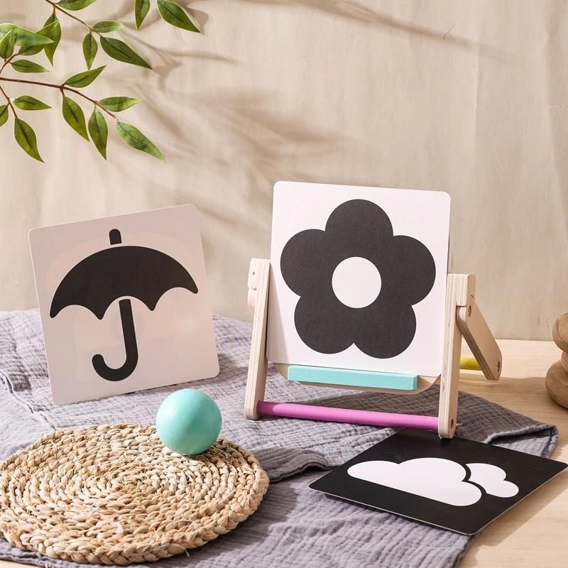 Schwarz-Weiß-Neugeborenen-Spiegels pielzeug Baby-Bauch Zeit für Babys Montessori-Entwicklung kriechen kontrast reiche Aktivität sensorisches Spielzeug – Detail 5
