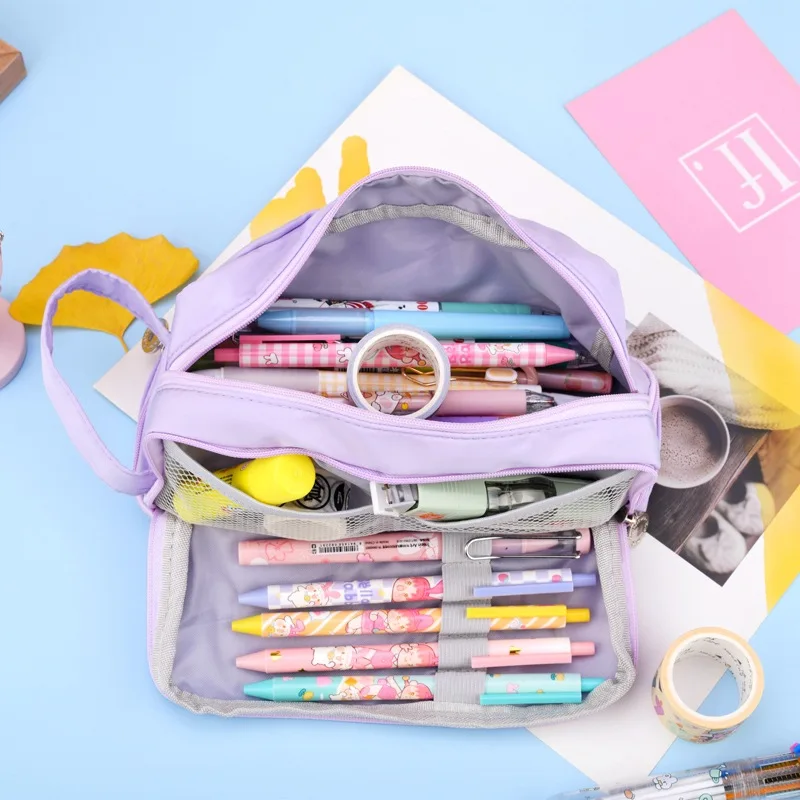 Large Capacity Pencil Bag Aesthetic Cute Bag Stationery Holder Pen Case  Zipper Pencil Pouch School Cases