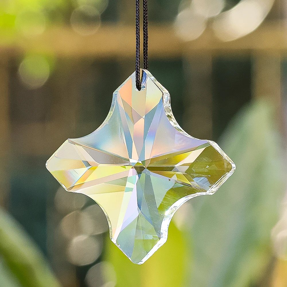 K9 Crystal Suncatcher Brilliant cross Faceted Glass Prisms Hanging Rainbow Chaser Chandelier Lamp Parts Car Pendant Garden Decor