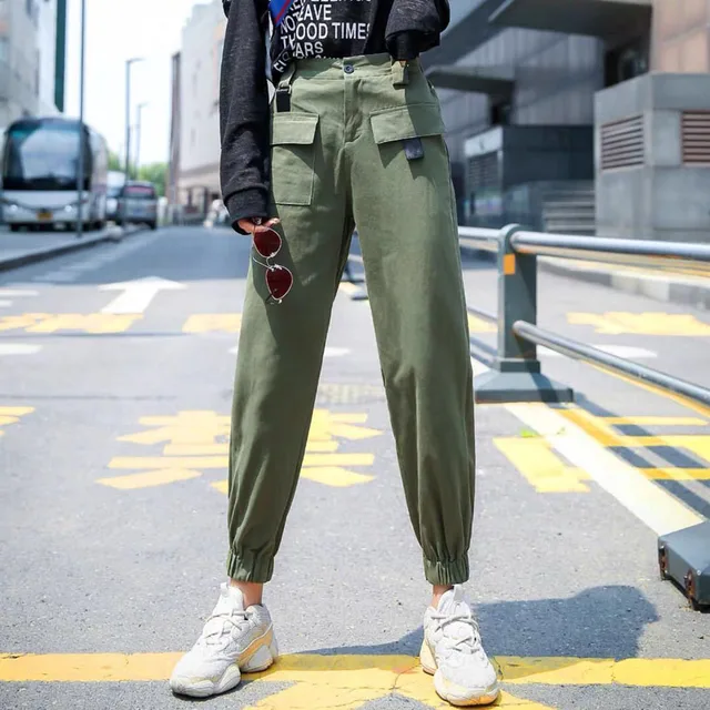 Plus Size Women Cargo Pants Ladies Fashion Ankle Length Elastic Waist  Streetwear Trousers Female Casual Sport Joggers Pants - Pants u0026 Capris -  AliExpress