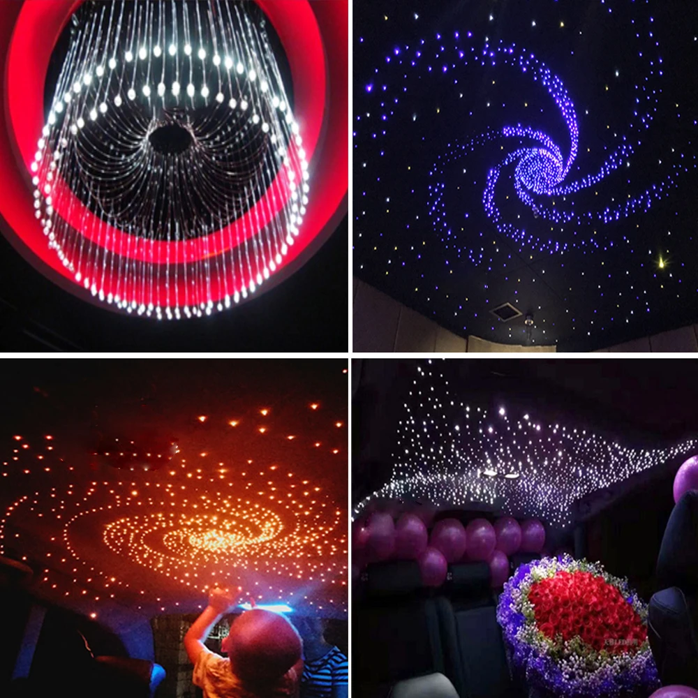 Car Fiber Optic Light 16W Twinkle RGBW LED Starry Sky Flashing Fiber Optic Lamp Star Ceiling Lamp Kit Smart APP Remote Control
