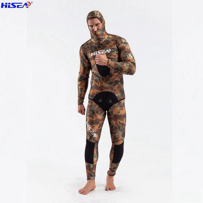 Hisea 5 MM YAMAMOTO Neoprene Wetsuit Spearfishing Open Cell Camouflage Camo Sealed 2 Parts Diving Suit Underwater Fishing