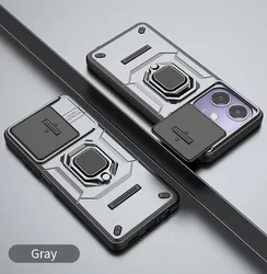 Luxury Rugged Armor Phone Case with Magnetic Ring Stand and Shockproof Protection for OPPO A3 Pro 5G (GRAY)