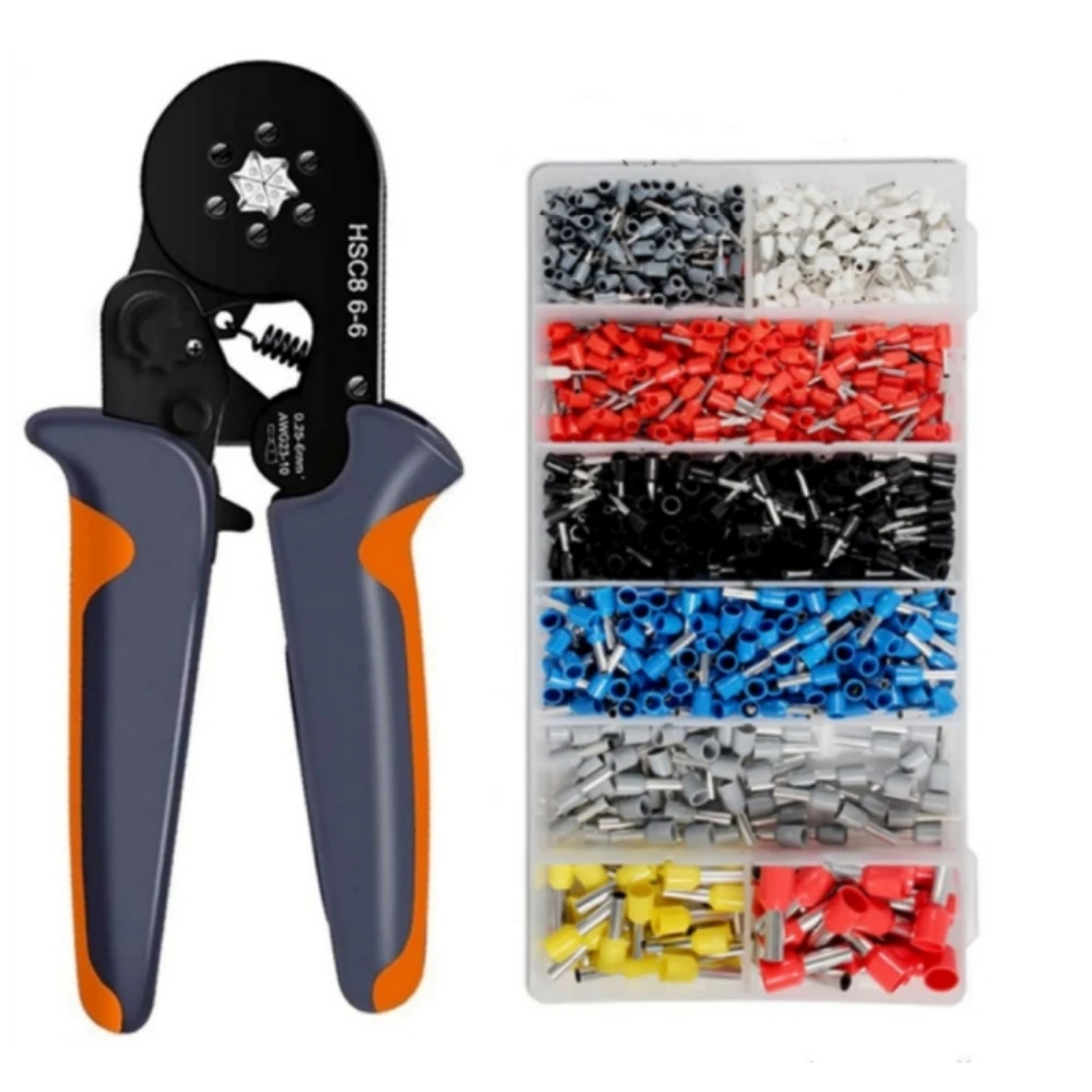 Tube Ends Ferrule Terminals Assortment Crimper Hexagon Crimping Tool Kit 2120pcs