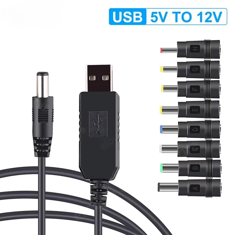 WiFi to Power Bank Cable Elough WiFi to Power bank Cable Connector USB DC 5V to 12V Cable Boost Converter Step-up Cord For Wifi Router Modem Fan Speaker