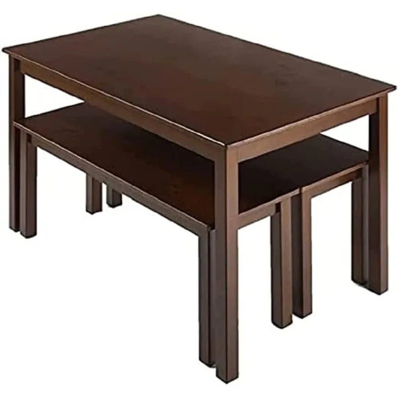 

Zinus Juliet Espresso Wood Dining Table with Two Benches / 3 Piece Set, Table and Bench Set