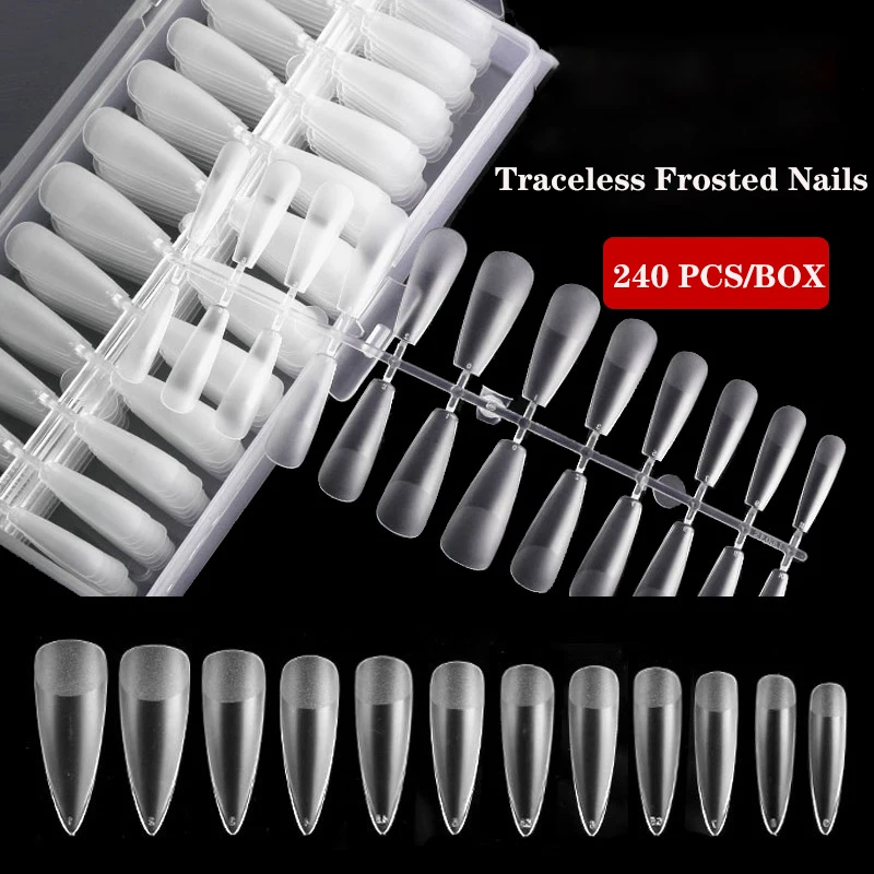 

240pc False Nails Acrylic Press on Nails Coffin Artificial Nail Clear nail accesories Fake Nail Tips for Extension Manicure Tool