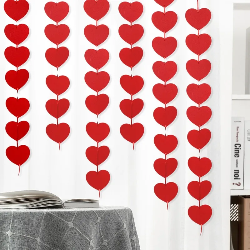 Ghirlanda Cuori Rossi Per Decorazioni Feste – 16 Pezzi, Totale 62,4 Metri – Per San Valentino, Matrimonio, Compleanno
