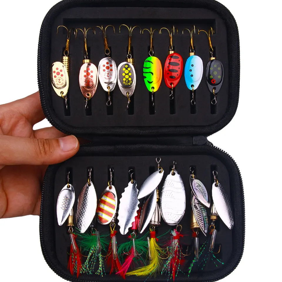 16pcs Fishing Lures Set Metal Spoon Spinner Kit Spinnerbait Artificial Bait  Bass Pike Perch Freshwater Gear Tackle - AliExpress 18