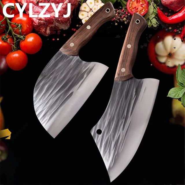 Hand Forged Meat Cleaver Full Tang Butcher Kitchen Knife ultra sharp Chef  Knife High Carbon Steel Boning Knife Leather Sheath - AliExpress