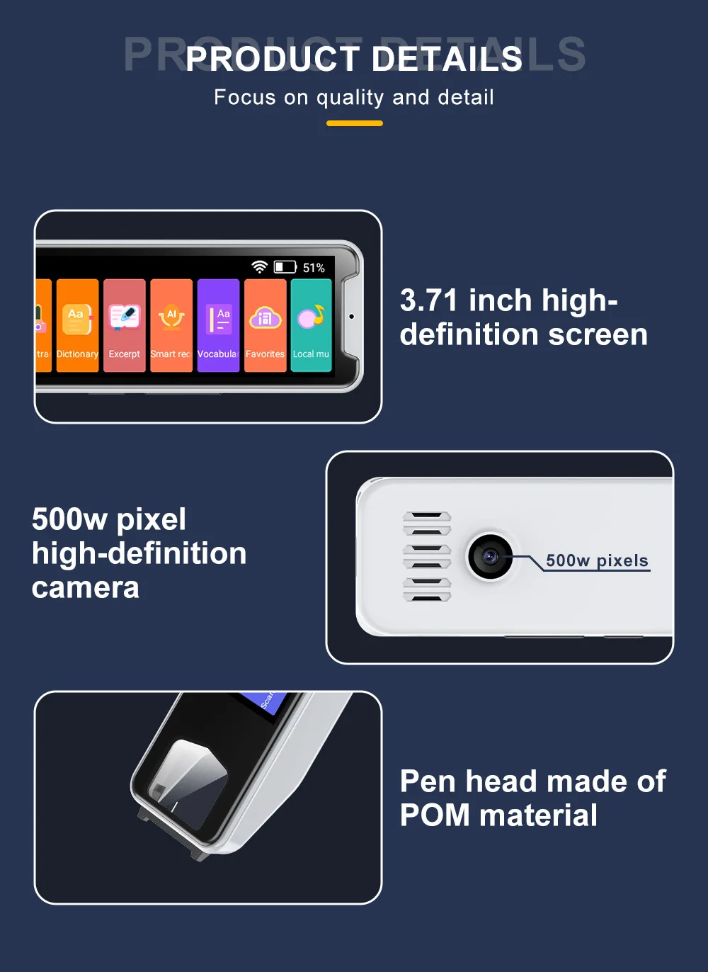 Language Scanner Pen Smart Pen Language Translator Electronic Dictionary English Learning Scanning Built in Battery MD32