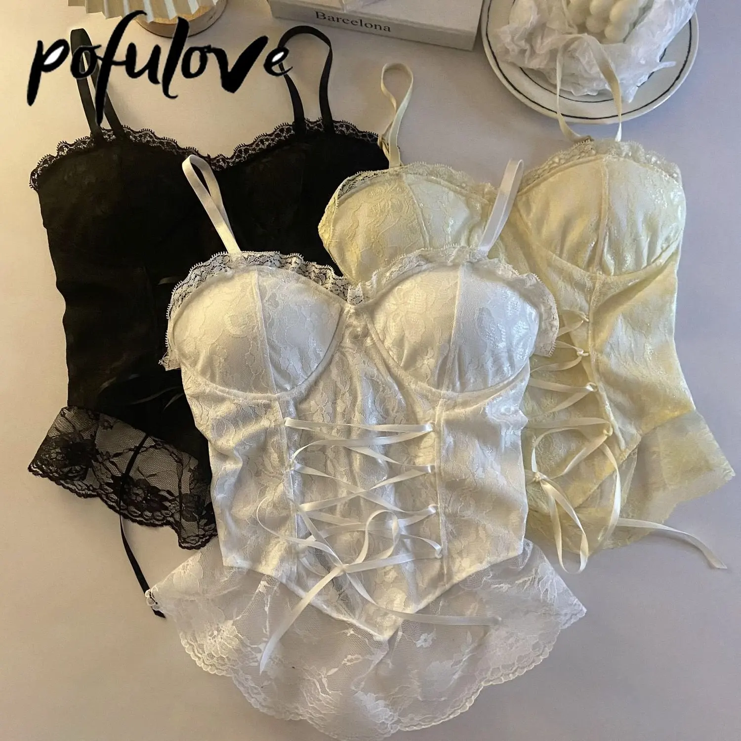 

Sexy Lace Lace-up Suspender Outside Wear Vest Female Inner Strap Strap Chest Pad Leggings Beautiful Back Underwear Female