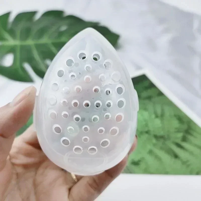 1PC Travel Cosmetic Sponge Box New Portable Pink and White Egg Plastic Box Powder Sponge Cosmetic Cosmetic Organizer 5
