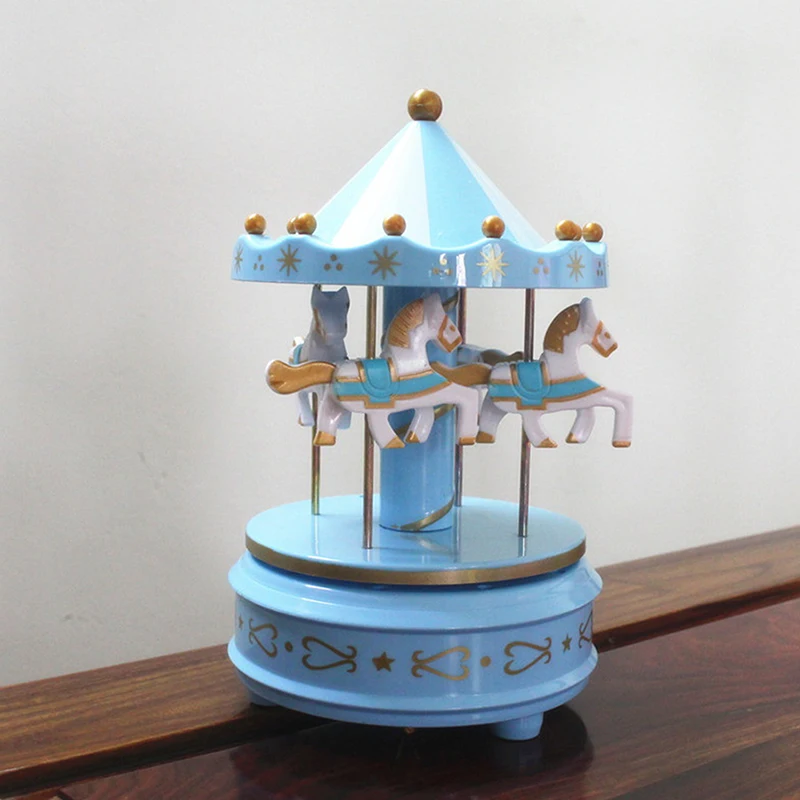 Carousel Music Box Cake Decorative Ornament Baby Birthday Gift Toys Romantic Desktop Ornament Christmas Home Decor music box carousel music box