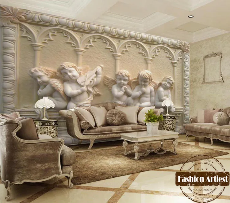 Классические 3d обои на заказ настенные винтажные европейские тисненые ангелы
