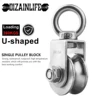 U Type 280kg Swivel Pulleys Stainless Steel Duplex Bearing Super-Silent Detachable Degree Rotation Heavy Duty Traction Wheel 1