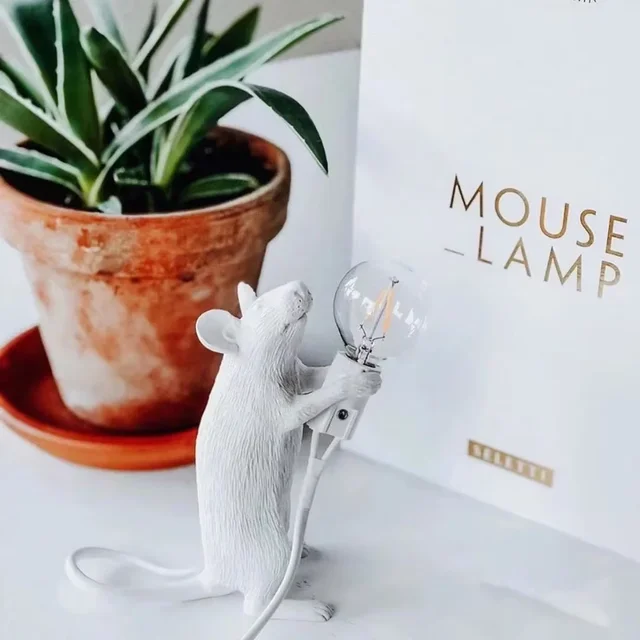 Livraison directe souris nordique lampe de Table LED Style moderne maison chambre Table de chevet lumières intérieur décoration de la maison éclairage support lampes 6