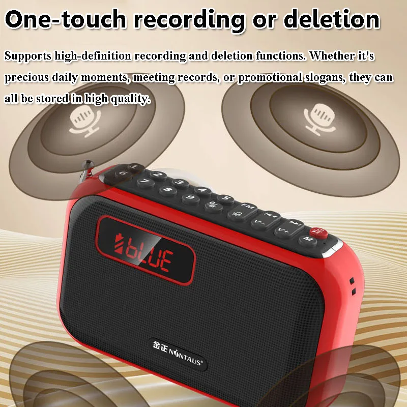  Mini Pocket FM Radio LED Display High Sensitivity Radio Receiver Heavy Bass Bluetooth Speaker with Microphone Support Recordi