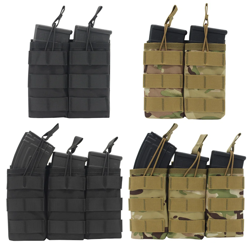 

VULPO Military Airsoft Rifle Double /Triple Magazine Pouch Tactical 5.56 Molle Mag Pouch Open Top For M4 M16 AK Rifle