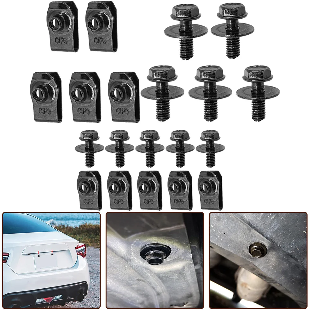 

5pcs/ 10pcs Car Body Bolts And U-nut Clips M6 Screws For Honda For Accord Engine Under Cover Metal & Plastic Fastener & Clip