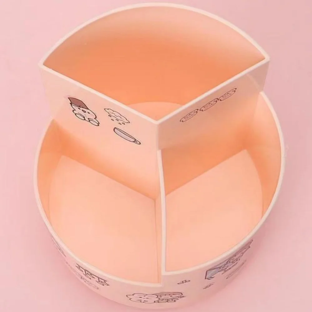 Kawaii Rotating Pen Holder Stickers Student Pencil Box Desktop Stationery Storage Organizer Office Home Makeup Brush Box