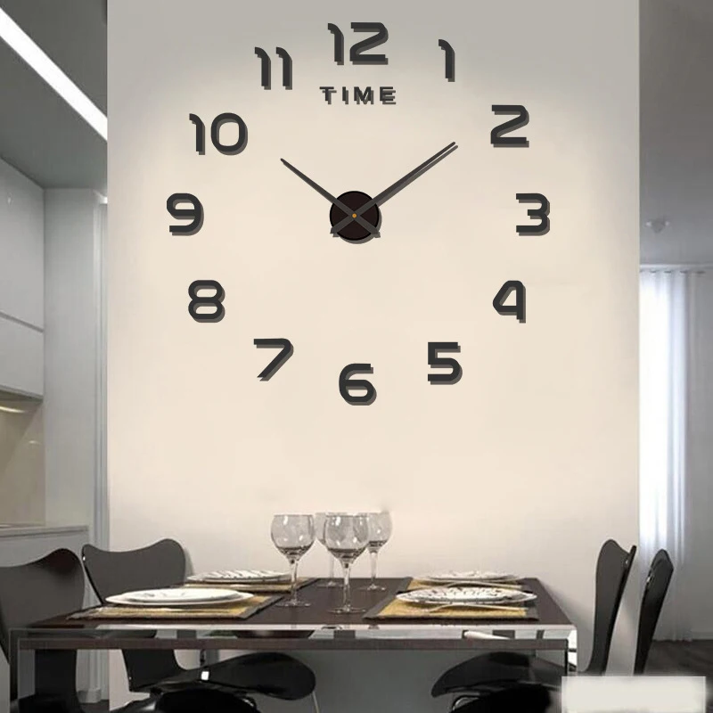 Modern Design Large Wall Clock 3D DIY Quartz Clocks Fashion Watches Acrylic Mirror Stickers Living Room Home Decor Horloge
