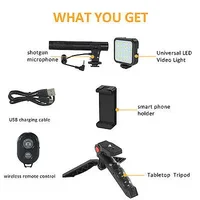 Smartphone Video Microphone Shooting Kit LED Light Stand for iPhone YouTube Live - Image 2