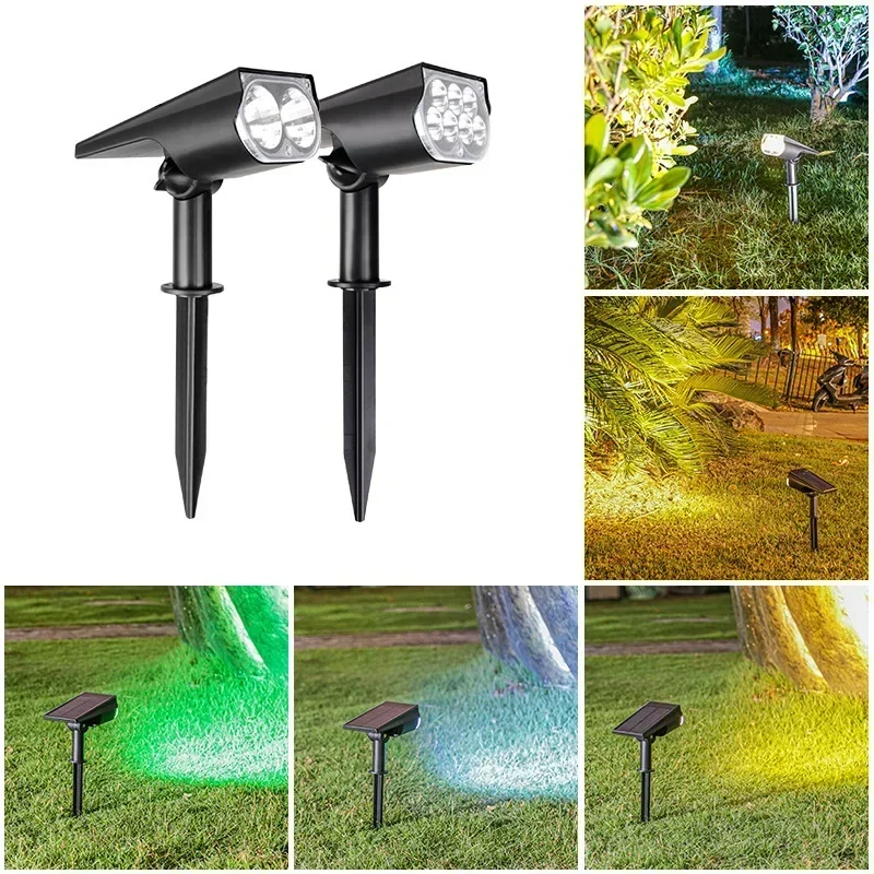 Zewnętrzne oświetlenie zasilane energią słoneczną 2/4/7LED podwórze podwórze reflektory trawnikowe białe/ciepłe/światło RGB wodoodporne gruntowe lampy do willi ogrodowych