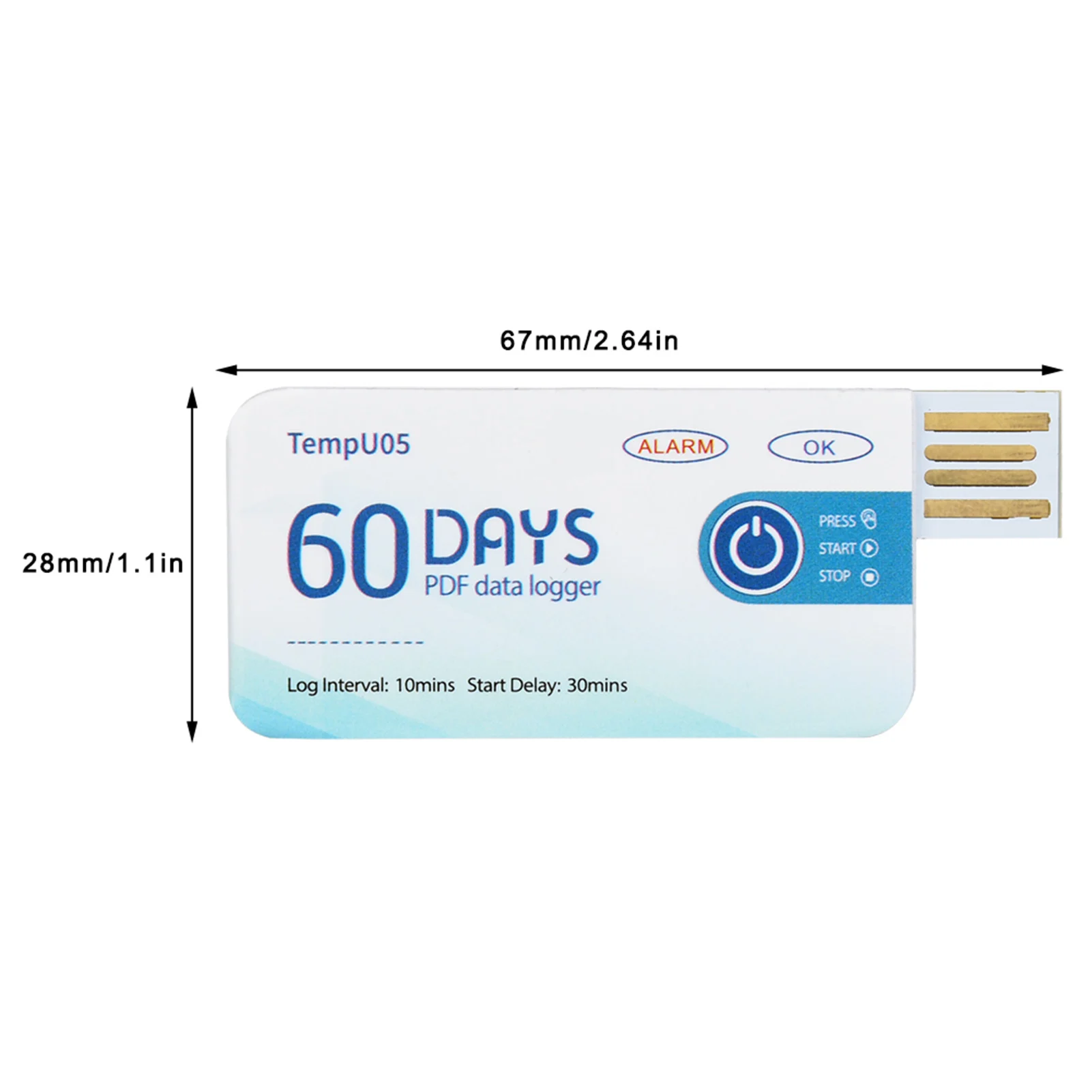 Temperature Data Logger USB PDF Report TempU05 Single Use Temperature Data Logger Disposable USB Recorder PDF Report temperature data logger