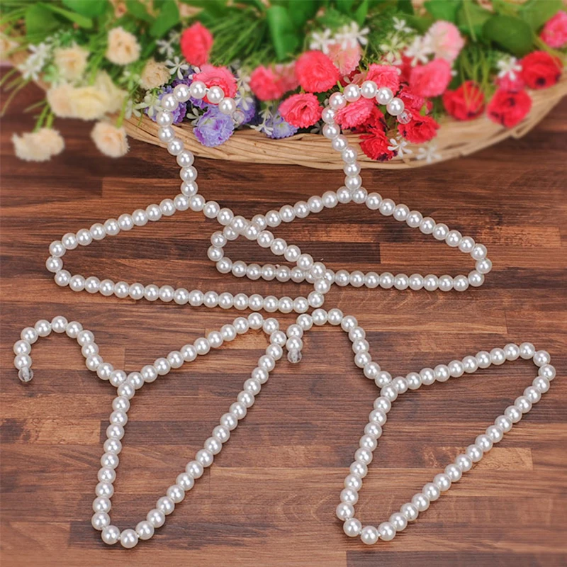 1Pcs 어린이 진주 옷걸이 22cm 패션 개 옷 옷걸이 진주 활 귀여운 애완 동물 옷걸이