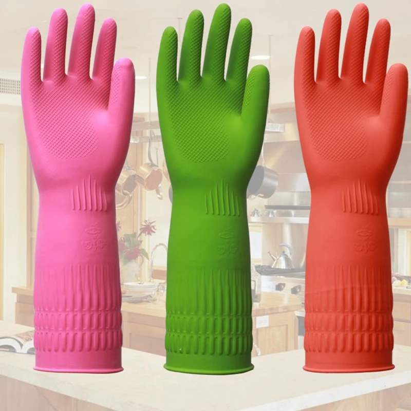 Household Dishwashing Cleaning Gloves Rubber Long Reusable Kitchen Housework Gloves Waterproof Dishes Cars Gardening 2PCS dishwashing gloves cleaning gloves