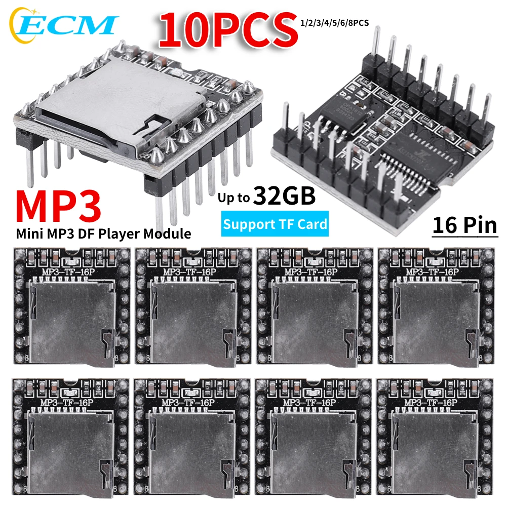 1-10PCS-DFPlayer-Mini-MP3-Player-Module-V3-0-16P-Support-TF-Card-U-Disk ...