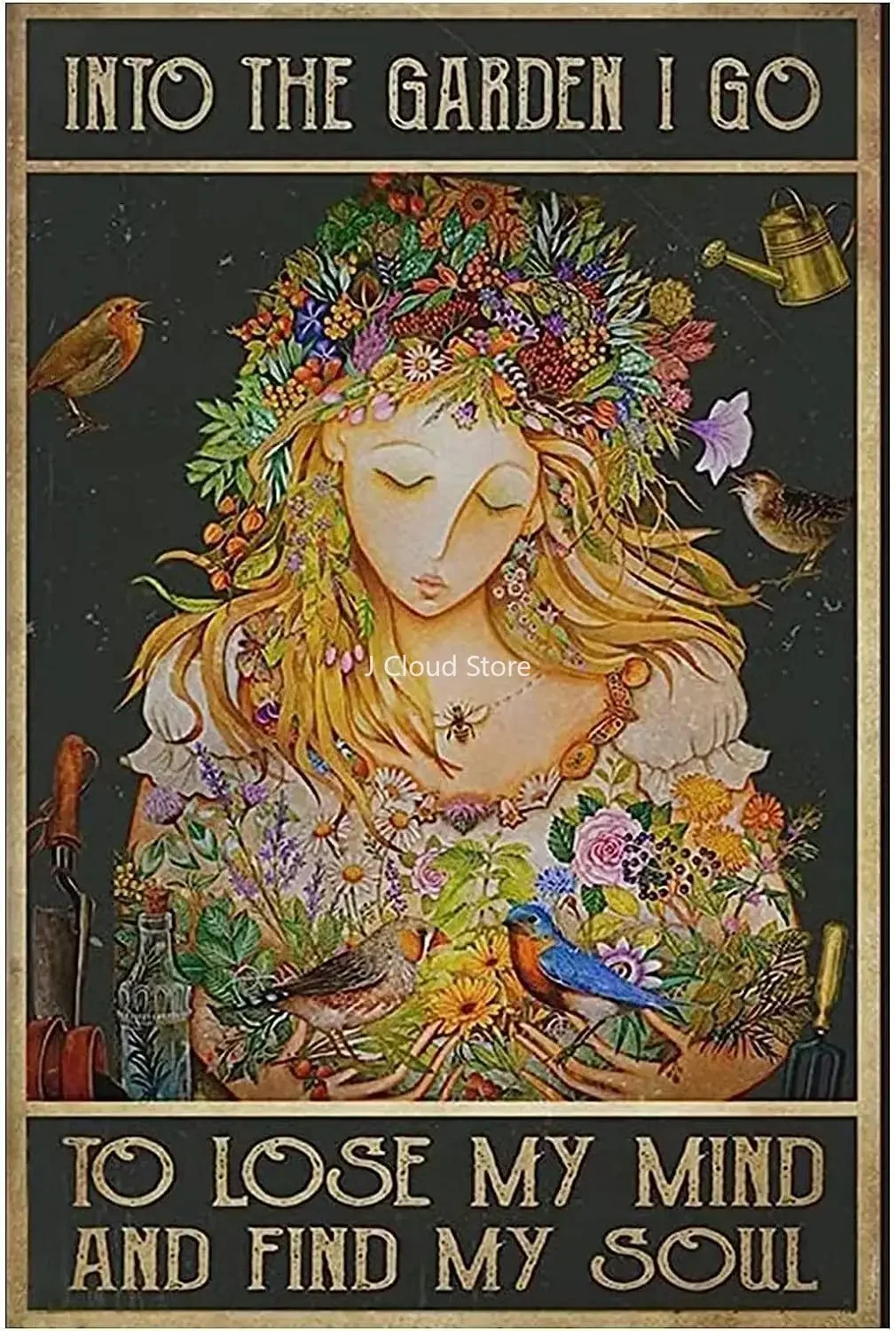 

Vintage Tin Sign Metal Plaque Enter the Garden I Lose My Mind Metal Sign Iron Painting Vintage Wall Decor Poster for