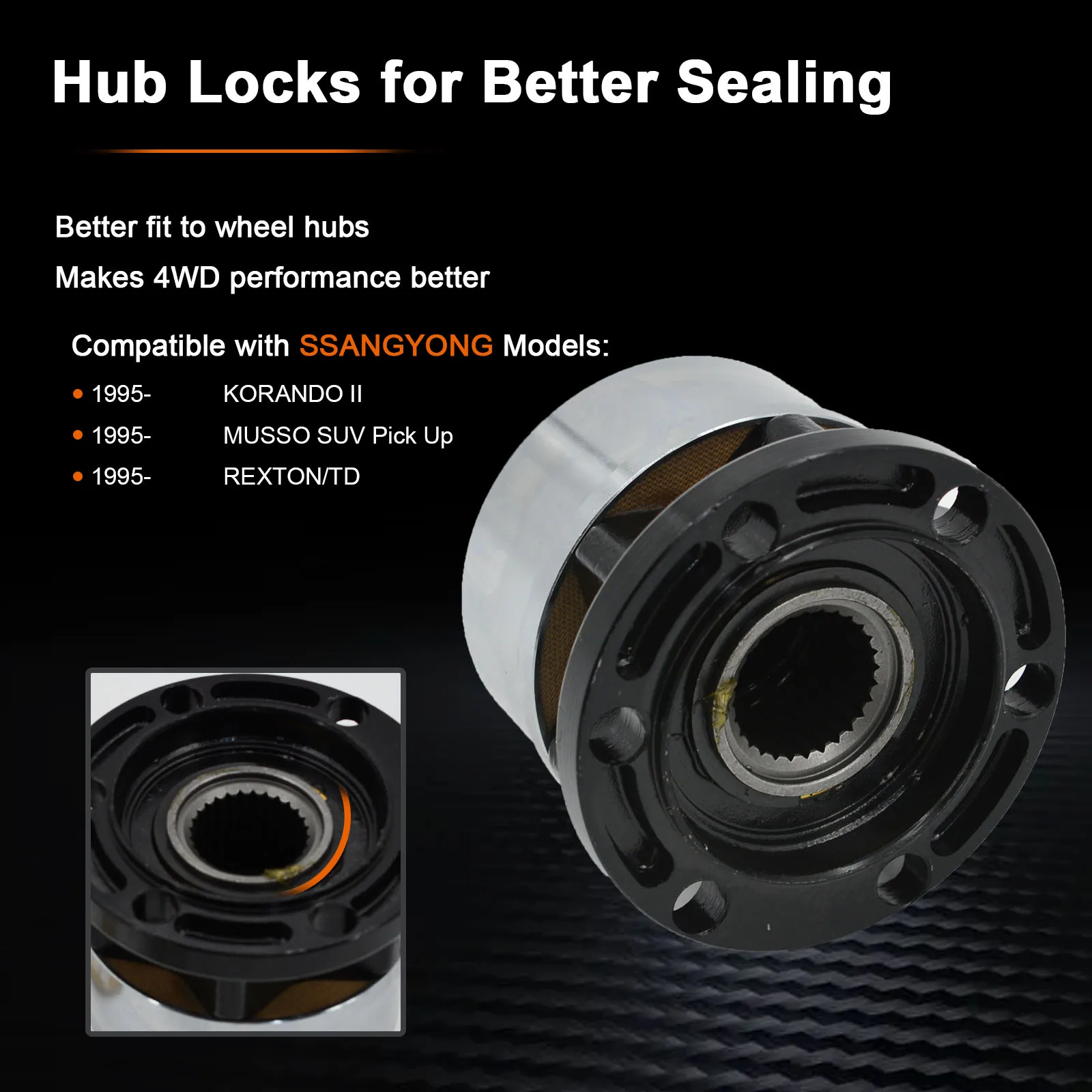 Free wheel Locking hubs wheel locking hub 1 piece For SSANGYONG Korando II Musso SUV Rexton TD Pick Up B035 AVM450
