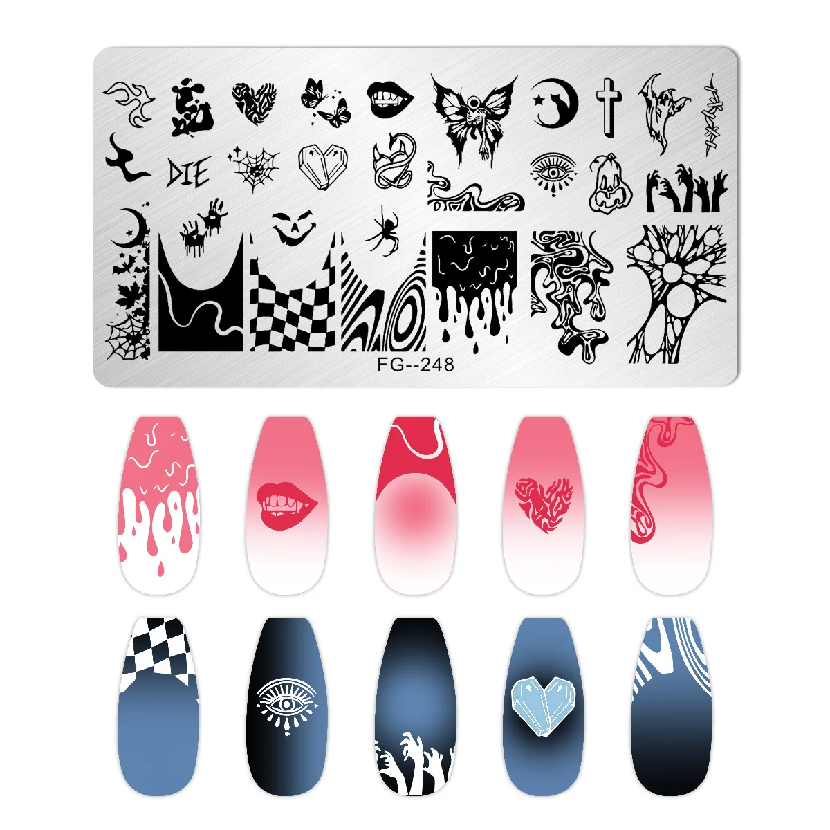 1PCS Halloween Pumpkin Nail Stamping Plates Rectangle Template Stencils Nail Art Stamp Image Plate Manicure Nail Print Tools 6