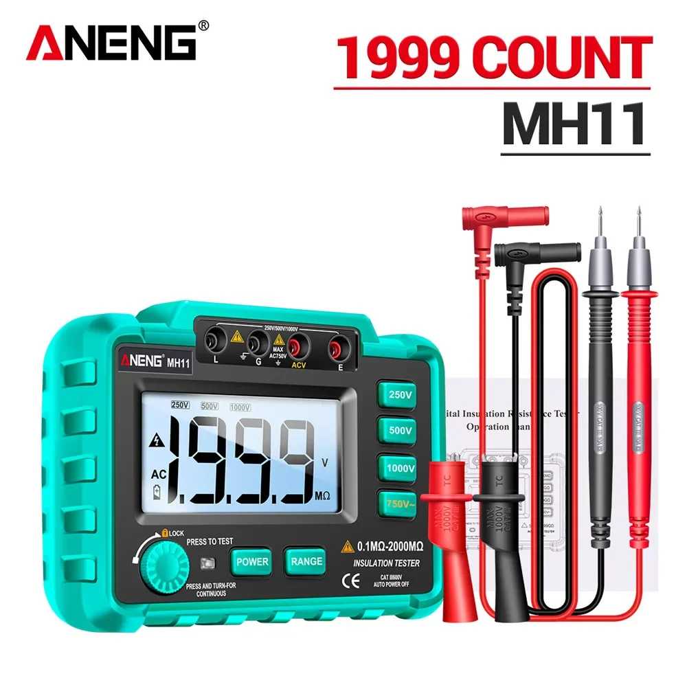 ANENG MH11 Insulation Earth Resistance Tester Digital Ground Resistance Meter Ohm Voltage Tester Megohmmeter Ohmmeter Meter Tool