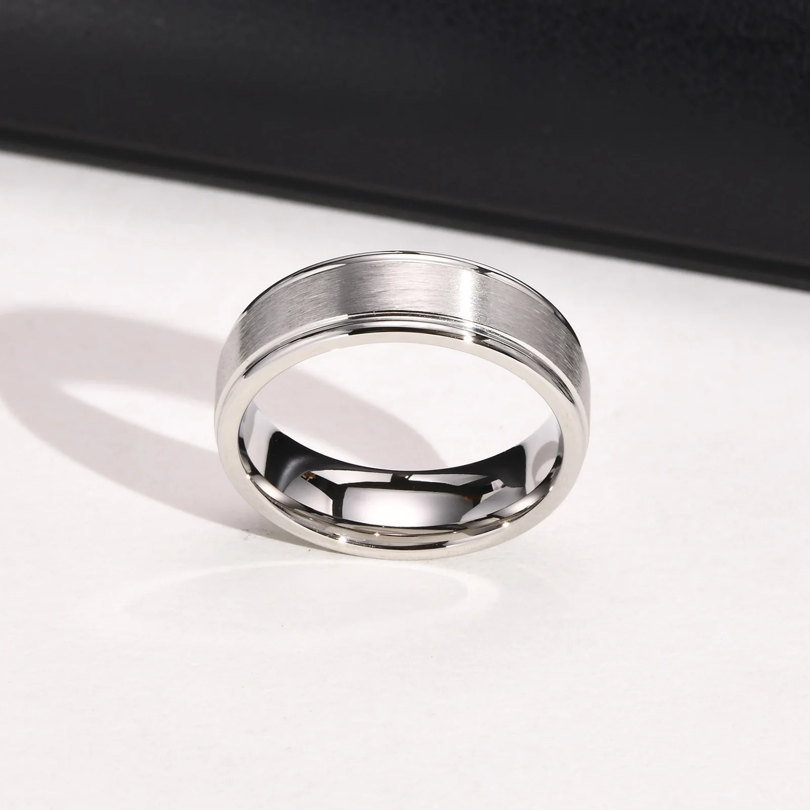 Mann Edelstahl Ring Mattesurface Fingerband, klassische einfache Hochzeit Geburtstag Party Papa Freund Valentinstag Geschenk – Detail 3