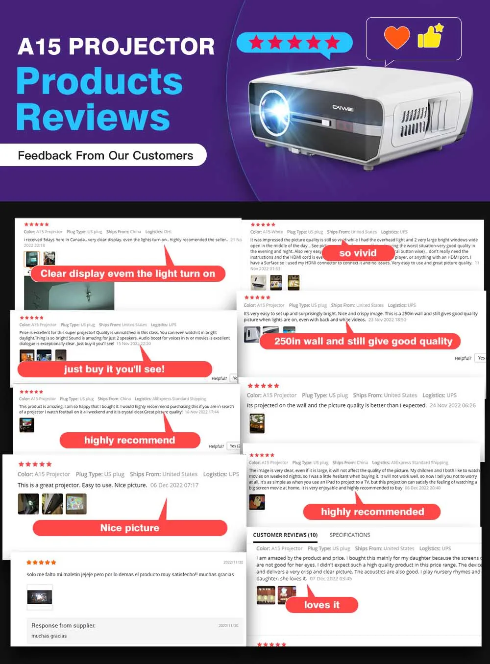 1350ansi Lumens Home Theater Projectors 4k Full Hd 1080p With Auto