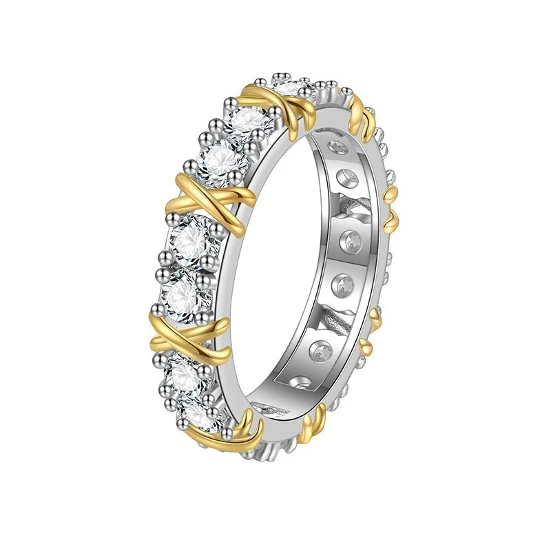 

JZ0095 Lefei Fashion Trend Luxury Classic Diamondset Moissanite Row Double Color Ring For Women 925 Silver Party Elegant Jewelry