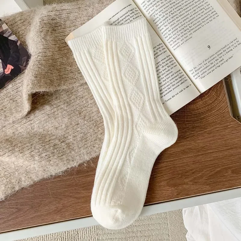 Calcetines De Lana Con Patrón De Zigzag Cálidos Con Lana De Alpaca, 2