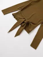 Women's Top 2025 Autumn New Style Camel Long Sleeve Knit Top with Bow Decoration Slim Fit Elegant and Fashionable - Image 4